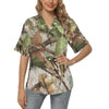 Camo Realistic Tree Forest Print Women's Hawaiian Shirt