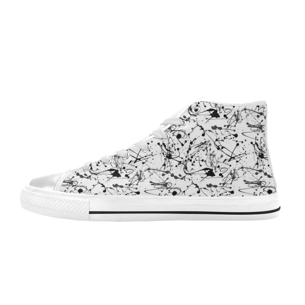 Splatter Print Design LKS305 High Top Women's White Shoes