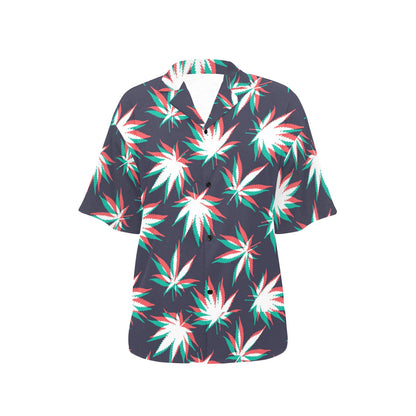 Pot Leaf Pattern Print Design A01 Women's Hawaiian Shirt