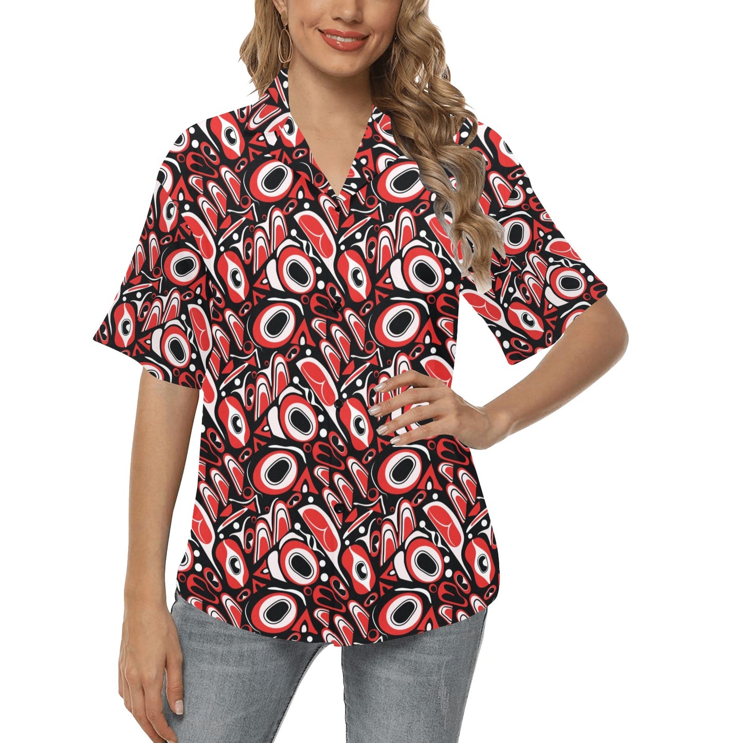 Totem Pole Texture Design Women's Hawaiian Shirt