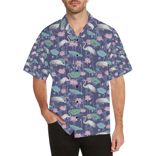 Water Lily Print Design LKS306 Men's Hawaiian Shirt