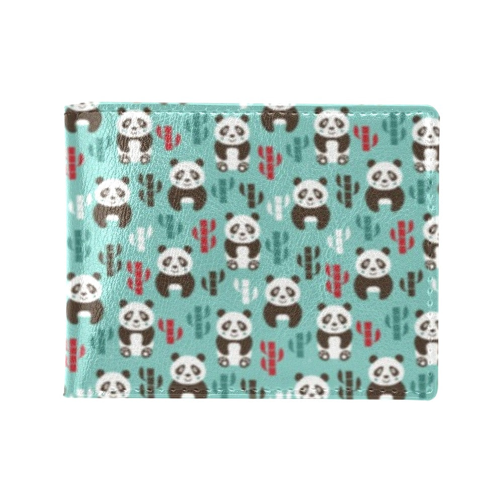 Panda Bear Cute Themed Print Men's ID Card Wallet