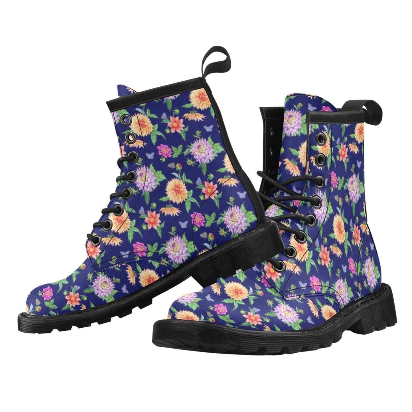 Dahlia Pattern Print Design DH010 Women's Boots