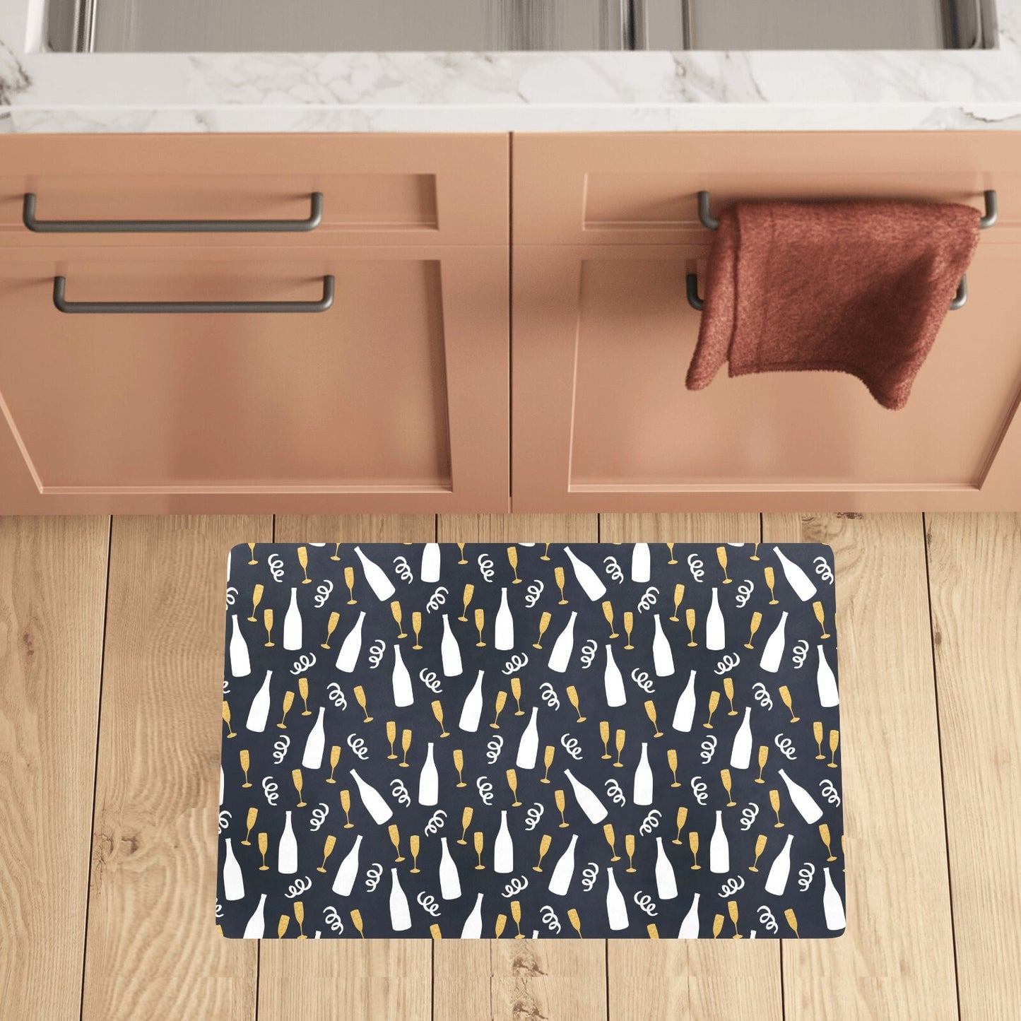 Champagne Pattern Print Design 01 Kitchen Mat