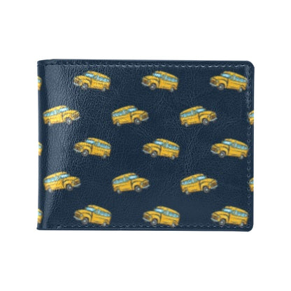 School Bus Print Design LKS304 Men's ID Card Wallet