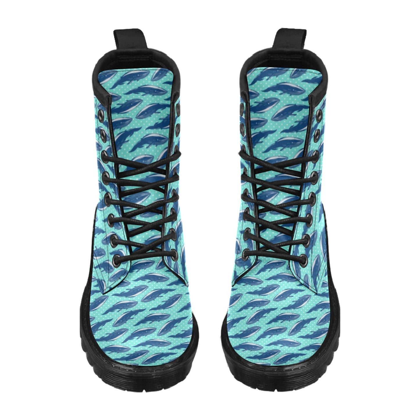 Whale Polka Dot Design Themed Print Women's Boots