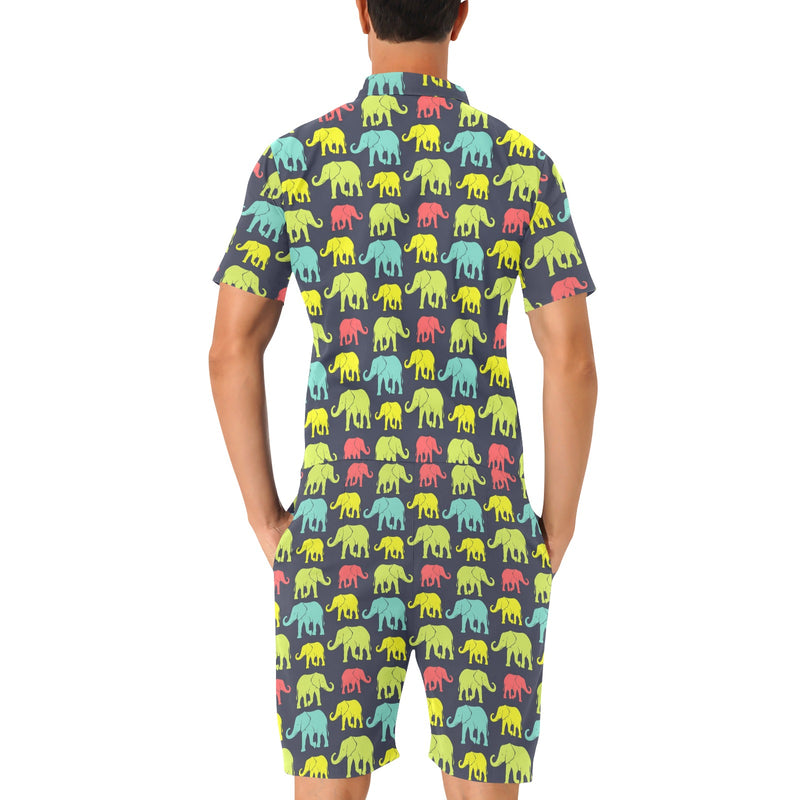 Elephant Neon Color Print Pattern Men's Romper