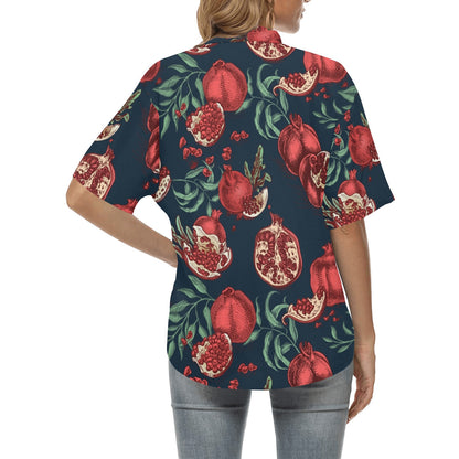 Pomegranate Pattern Print Design PG04 Women's Hawaiian Shirt
