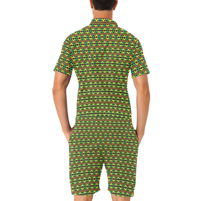 African Geometric Print Pattern Men's Romper