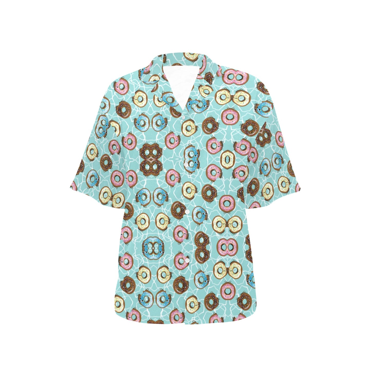 Emoji Donut Print Pattern Women's Hawaiian Shirt