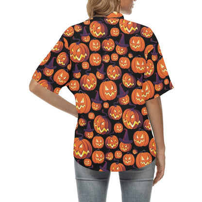 Halloween Pattern Print Design 04 Women's Hawaiian Shirt