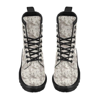 Nautical Map Design Themed Print Women's Boots