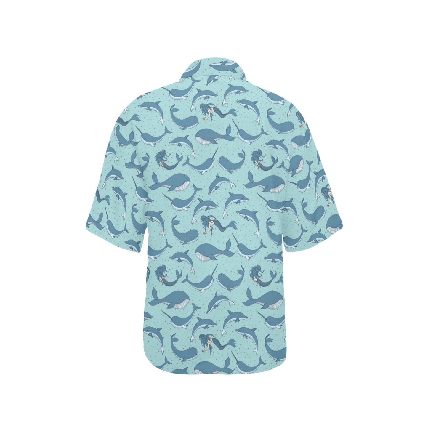 Narwhal Themed Print Women's Hawaiian Shirt