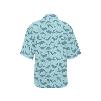 Narwhal Themed Print Women's Hawaiian Shirt