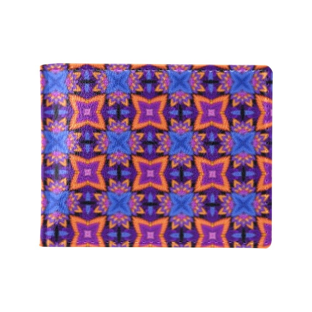kaleidoscope Purple Orange Print Design Men's ID Card Wallet
