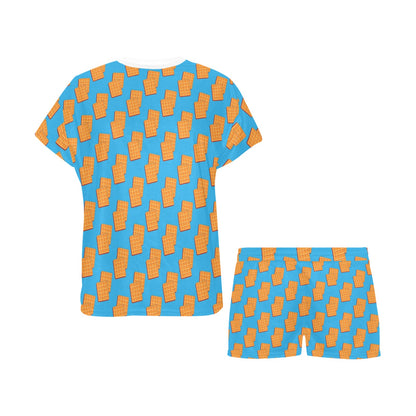 Waffle Print Design LKS304 Women's Short Pajama Set