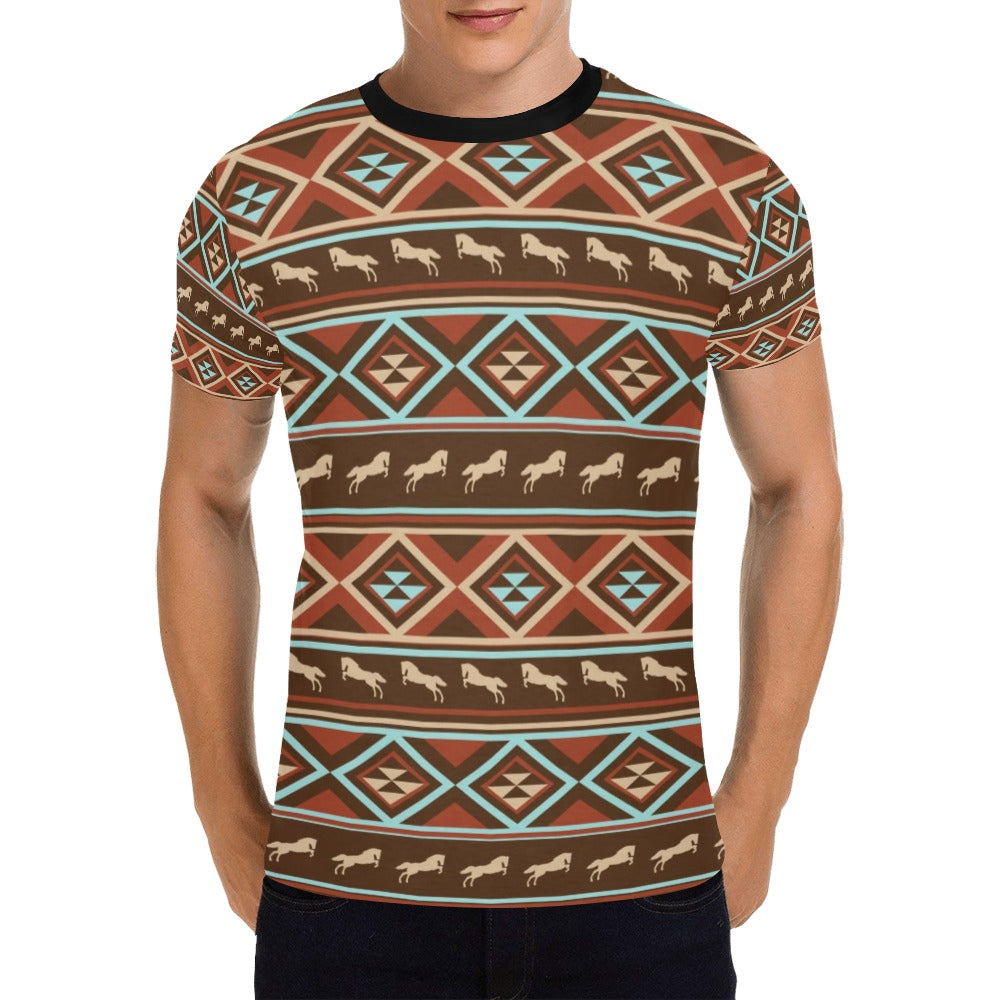 Western Horse Pattern Print LKS301 Men's All Over Print T-shirt