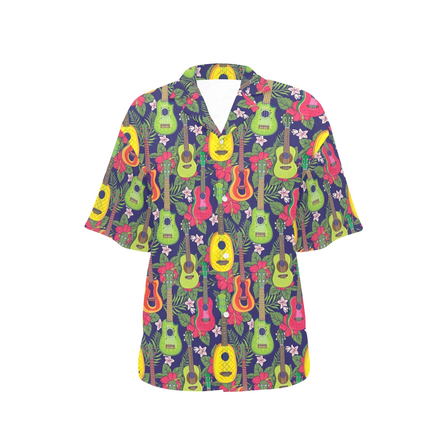 Ukulele Tropical Pattern Print Design 03 Women's Hawaiian Shirt