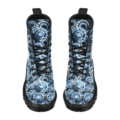 Tie Dye Dark Blue Print Design LKS306 Women's Boots
