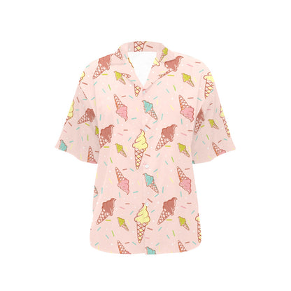 Ice Cream Pattern Print Design 02 Women's Hawaiian Shirt