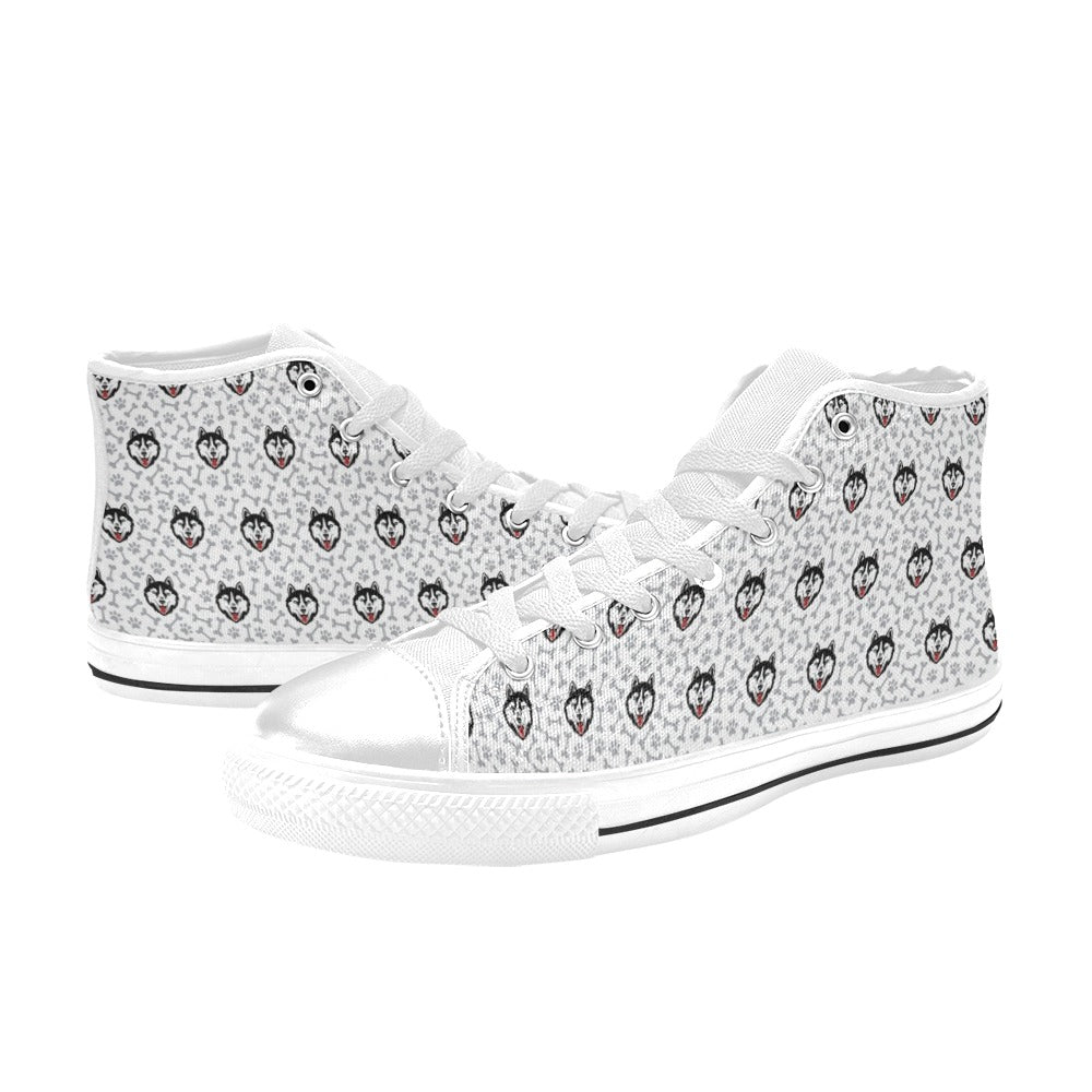 Siberian Huskies Print Design LKS305 High Top Women's White Shoes
