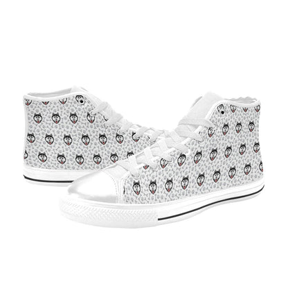Siberian Huskies Print Design LKS305 High Top Women's White Shoes