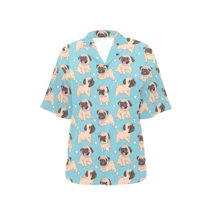 Pug Pattern Print Design A03 Women's Hawaiian Shirt