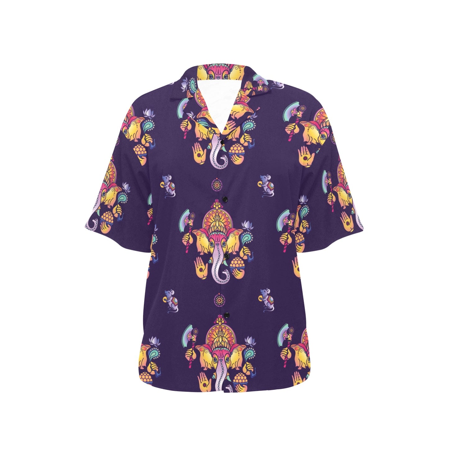 Ganesha Pattern Print Design 04 Women's Hawaiian Shirt