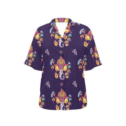 Ganesha Pattern Print Design 04 Women's Hawaiian Shirt