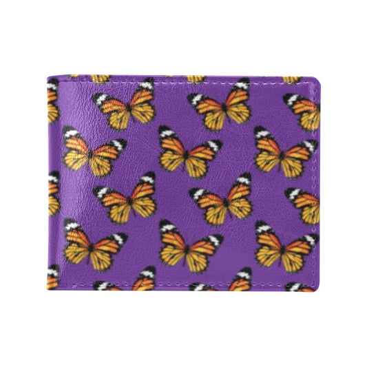 Monarch Butterfly Purple Print Pattern Men's ID Card Wallet