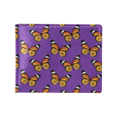 Monarch Butterfly Purple Print Pattern Men's ID Card Wallet