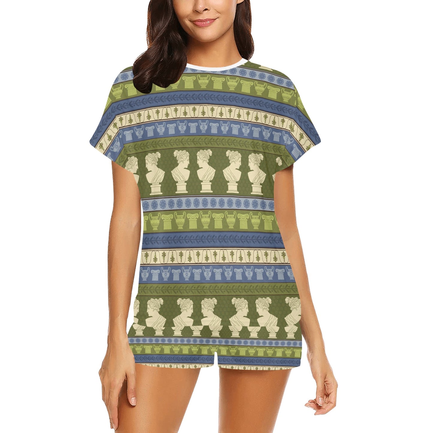 Ancient Greek Statue Print Design LKS301 Women's Short Pajama Set