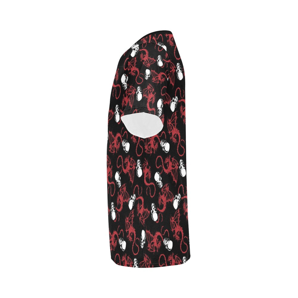 Skull With Red Dragon Print Design LKS304 Men's All Over Print T-shirt