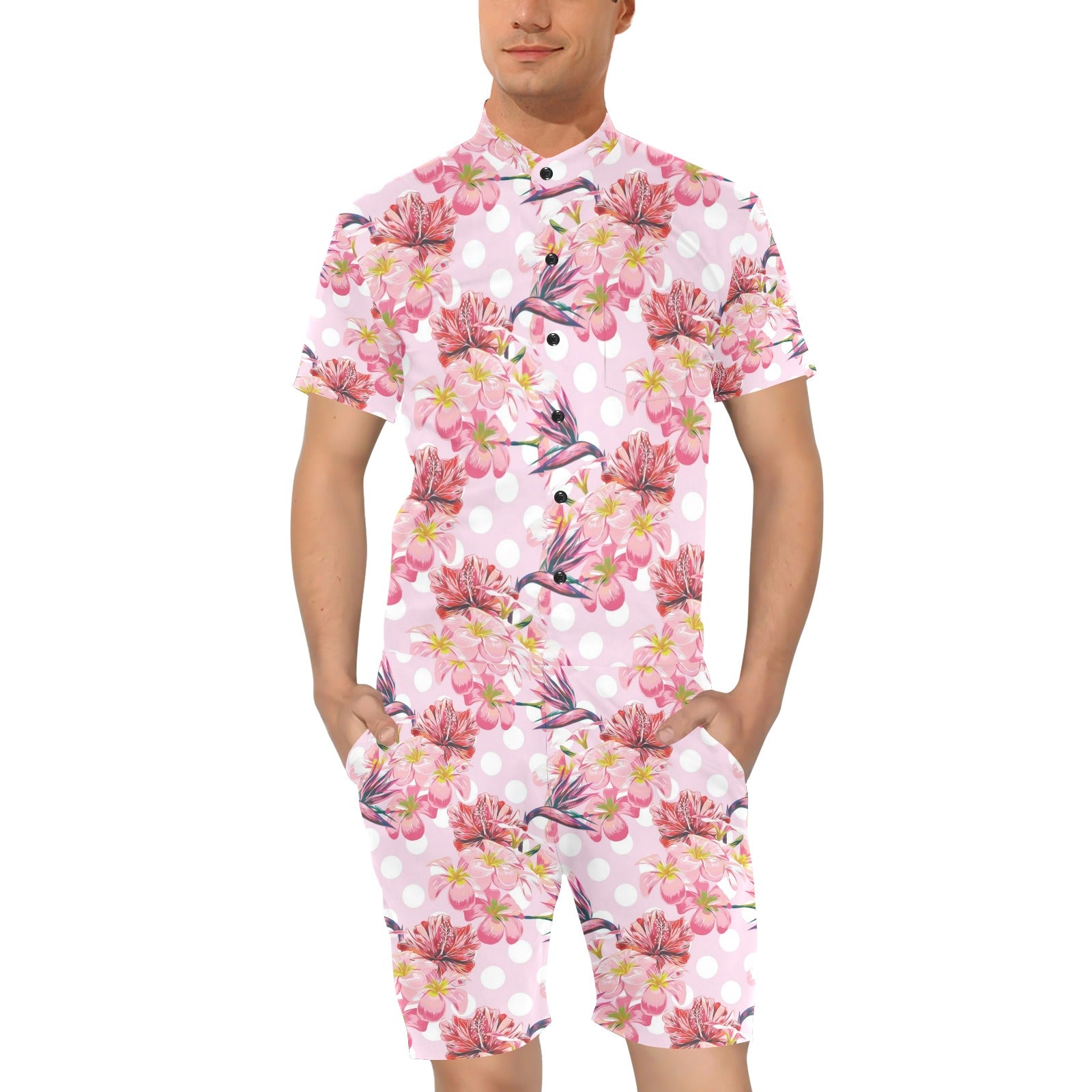 Bird Of Paradise Pattern Print Design BOP011 Men's Romper