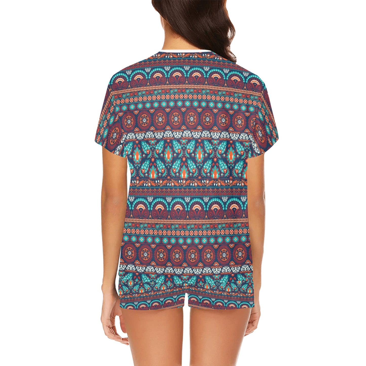 Suzani Print Design LKS302 Women's Short Pajama Set