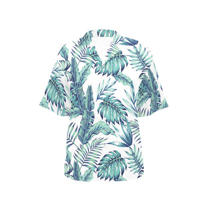 Pattern Tropical Palm Leaves Women's Hawaiian Shirt