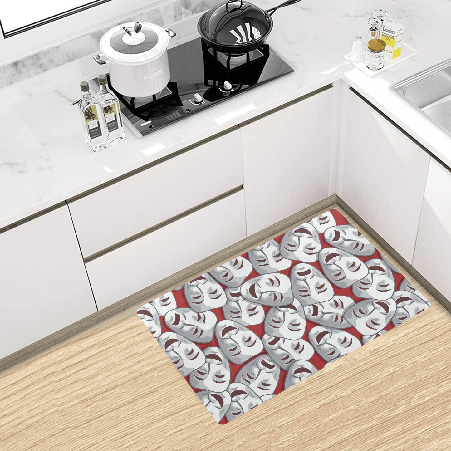 Acting Mask Pattern Print Design 01 Kitchen Mat