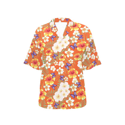 Tropical Flower Pattern Print Design TF027 Women's Hawaiian Shirt