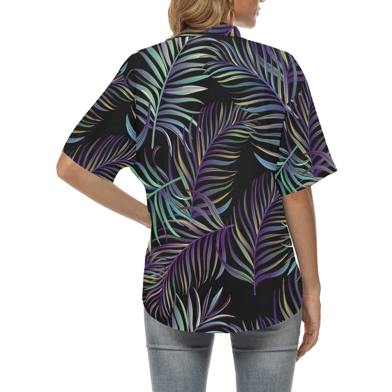 Tropical Palm Leaves Pattern Brightness Women's Hawaiian Shirt