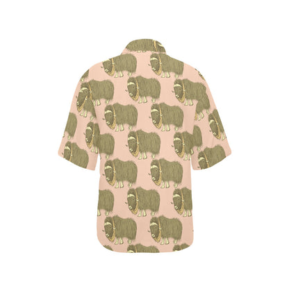Yak Pattern Print Design 01 Women's Hawaiian Shirt