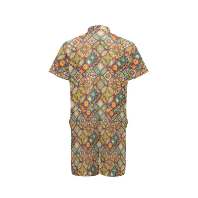 Mandala Flower Themed Design Print Men's Romper