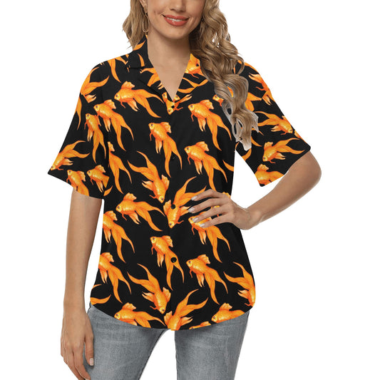 Goldfish Pattern Print Design 03 Women's Hawaiian Shirt