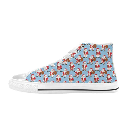 Santa Christmas Themed Print Design LKS305 High Top Women's White Shoes