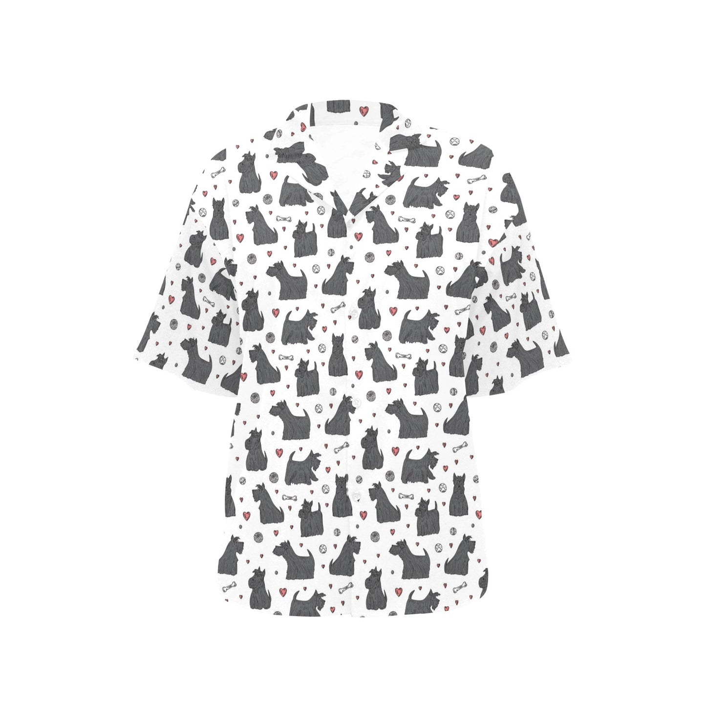 Scottish Terriers Print Design LKS3015 Women's Hawaiian Shirt