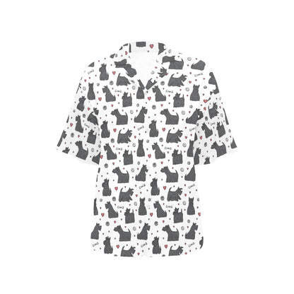 Scottish Terriers Print Design LKS3015 Women's Hawaiian Shirt