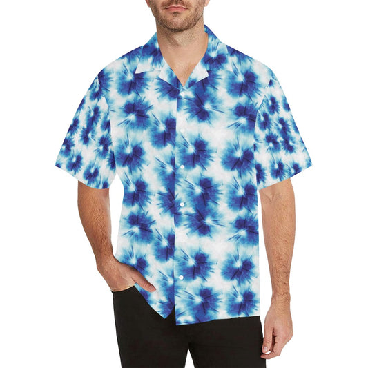 Tie Dye Blue Print Design LKS305 Men's Hawaiian Shirt