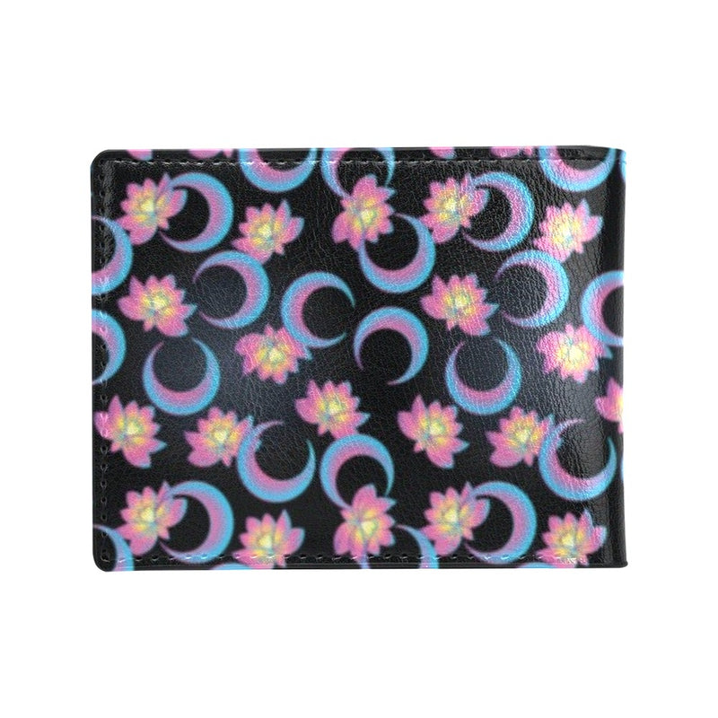 Lotus with Moon Pink Print Themed Men's ID Card Wallet