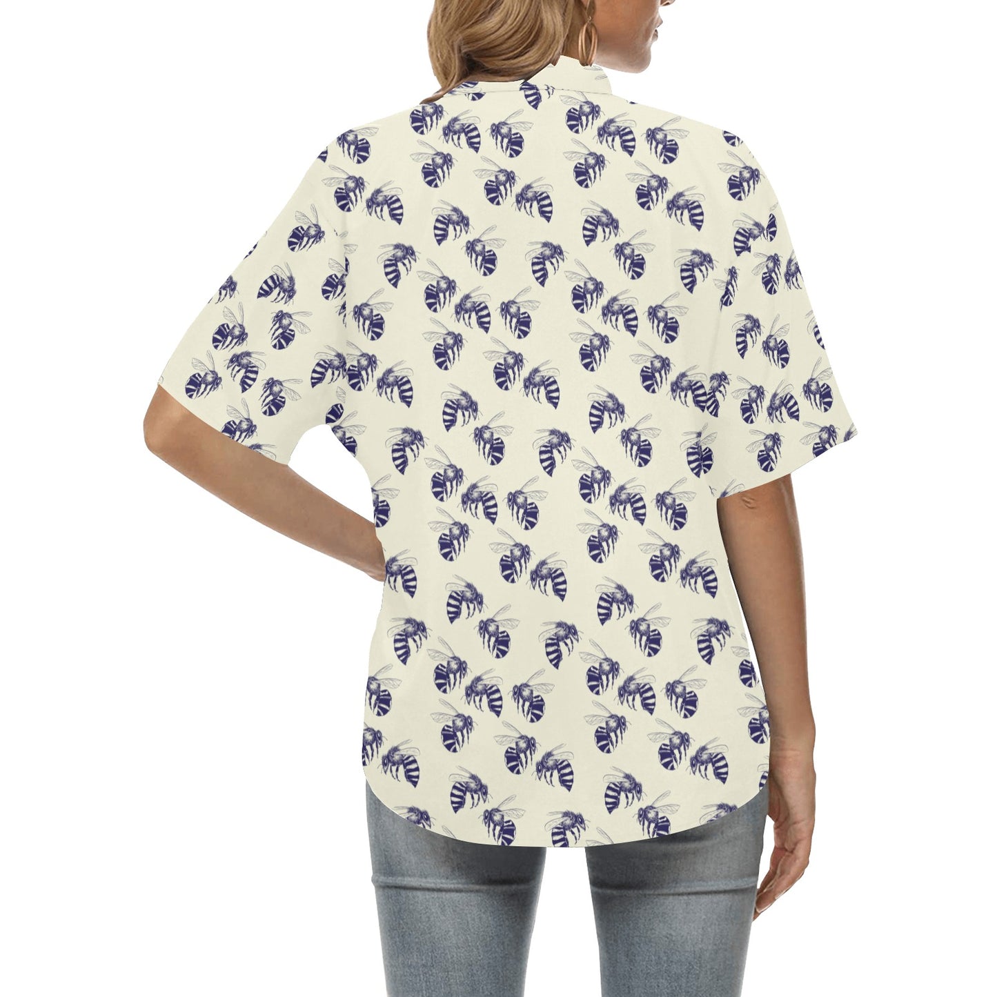 Bee Pattern Print Design 02 Women's Hawaiian Shirt