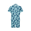 Blue Hibiscus Pattern Print Design HB011 Men's Romper