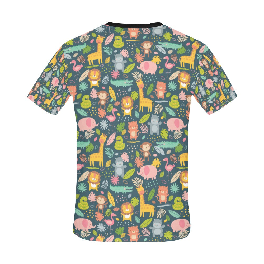 Safari Animal Cartoon Print Design LKS305 Men's All Over Print T-shirt